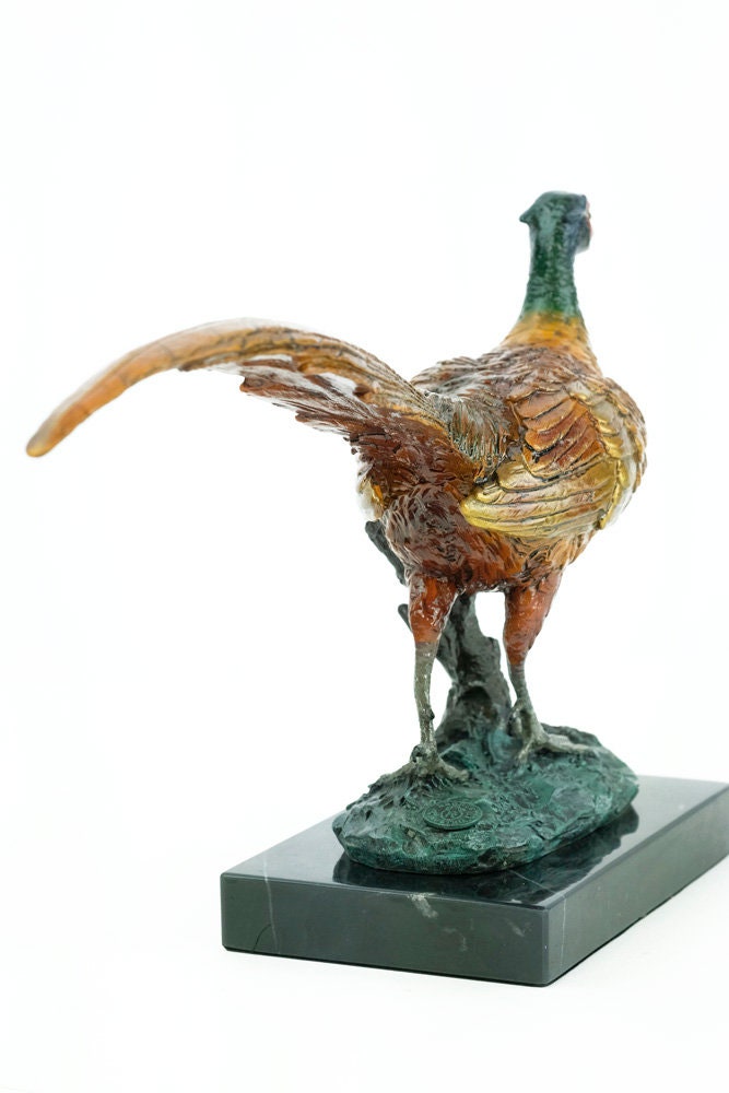 Bronze Pheasant Sculpture Animal Art Figurine Bronze Bird Art Pheasant Statue Hunting Decoration English Grouse Sculpture Animal Figurine