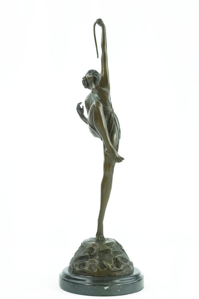 Art Deco Bronze Sculpture of Diana with Bow Bronze Hunting Sculpture Diana the Huntress Statue Bronze Artemis Sculpture Pierre Le Faguays