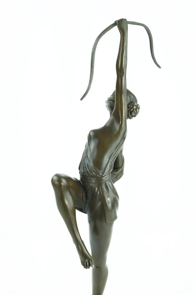 Art Deco Bronze Sculpture of Diana with Bow Bronze Hunting Sculpture Diana the Huntress Statue Bronze Artemis Sculpture Pierre Le Faguays