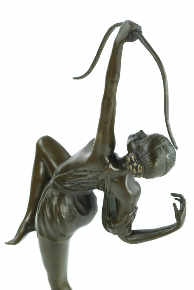 Art Deco Bronze Sculpture of Diana with Bow Bronze Hunting Sculpture Diana the Huntress Statue Bronze Artemis Sculpture Pierre Le Faguays