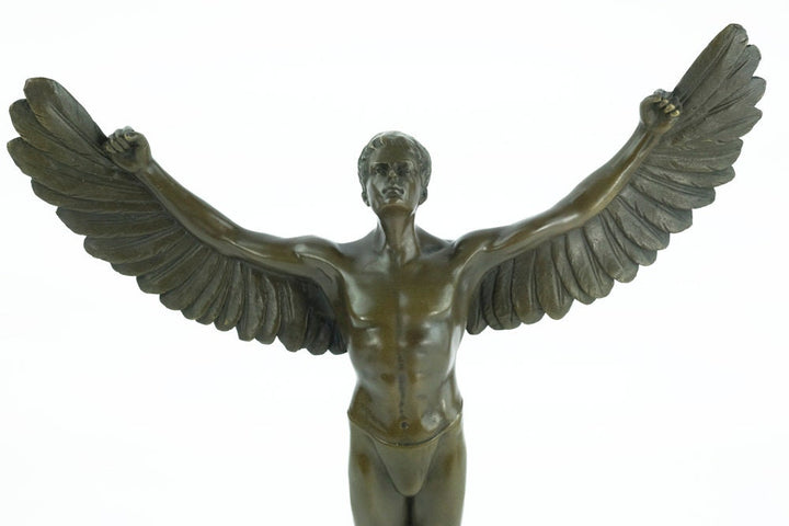 Bronze Icarus Sculpture Greek Mythology Sculpture Bronze Icarus Statue Icarus with Wings Spread Standing Icarus Art Statue Bronze Art Figure