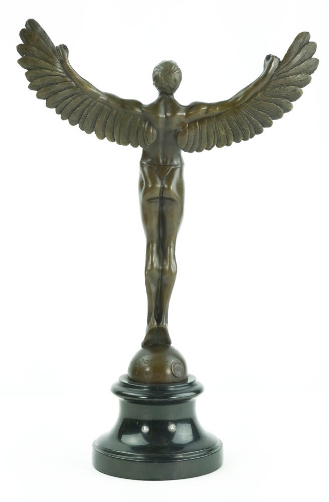 Bronze Icarus Sculpture Greek Mythology Sculpture Bronze Icarus Statue Icarus with Wings Spread Standing Icarus Art Statue Bronze Art Figure
