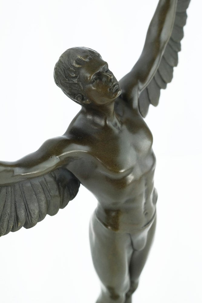 Bronze Icarus Sculpture Greek Mythology Sculpture Bronze Icarus Statue Icarus with Wings Spread Standing Icarus Art Statue Bronze Art Figure