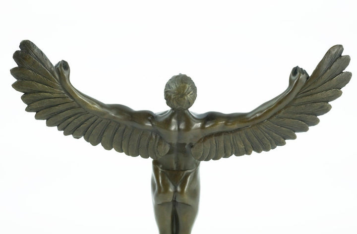 Bronze Icarus Sculpture Greek Mythology Sculpture Bronze Icarus Statue Icarus with Wings Spread Standing Icarus Art Statue Bronze Art Figure