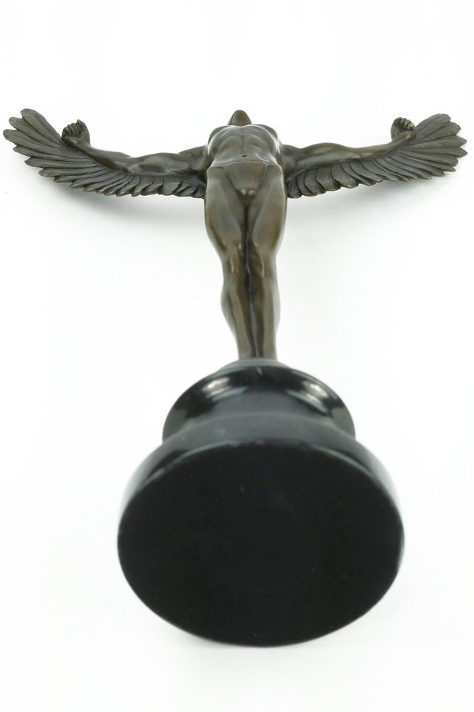 Bronze Icarus Sculpture Greek Mythology Sculpture Bronze Icarus Statue Icarus with Wings Spread Standing Icarus Art Statue Bronze Art Figure