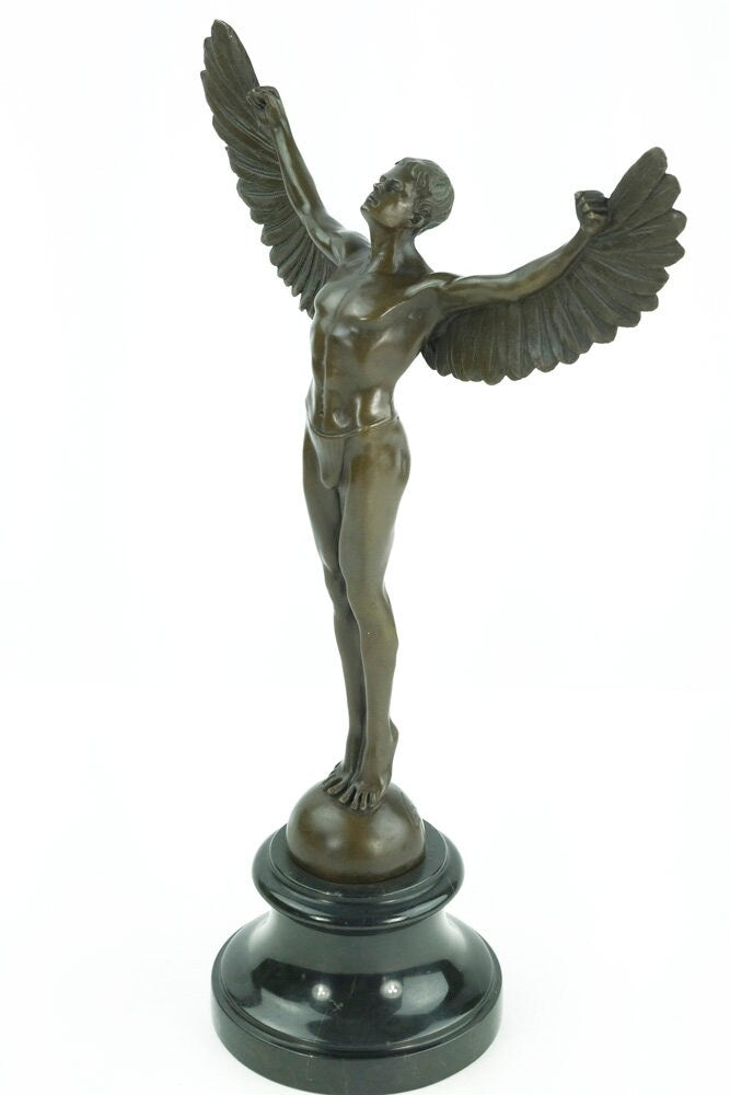 Bronze Icarus Sculpture Greek Mythology Sculpture Bronze Icarus Statue Icarus with Wings Spread Standing Icarus Art Statue Bronze Art Figure