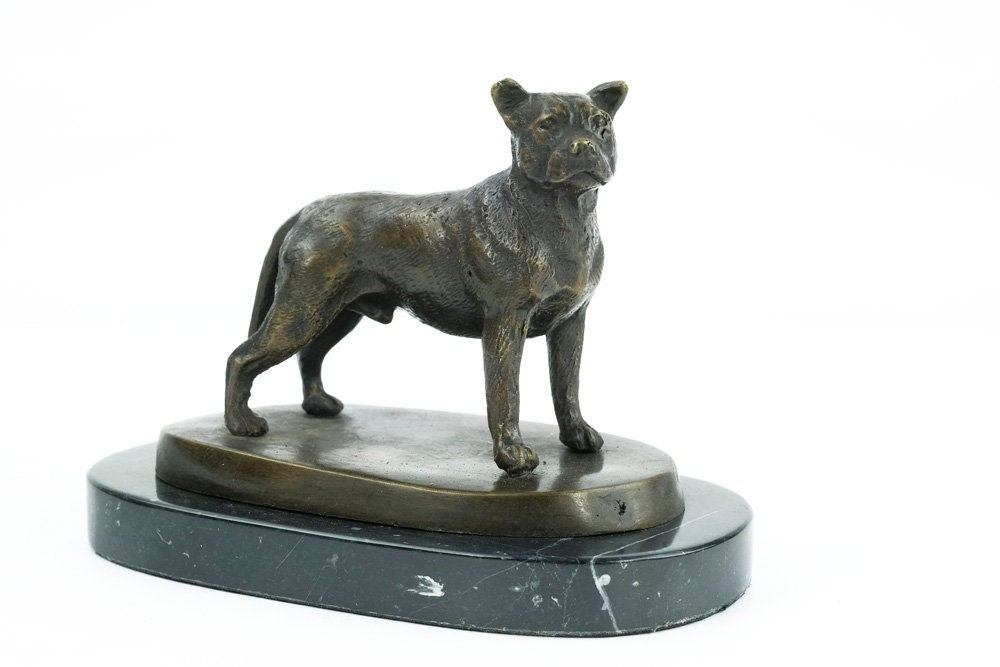 Bronze Staffordshire Bull Terrier Sculpture Dog Figurine Bronze Dog Statue Bull Terrier Art Animal Dog Lovers Gift Bronze Dog Art Sculpture