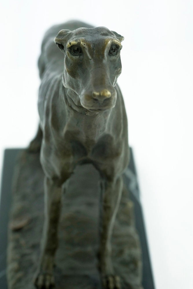 Bronze Greyhound Sculpture Standing Greyhound Statue Bronze Animal Art Figurine Running Dog Sculpture Dog Lovers Gift Dog Decoration Dog Art