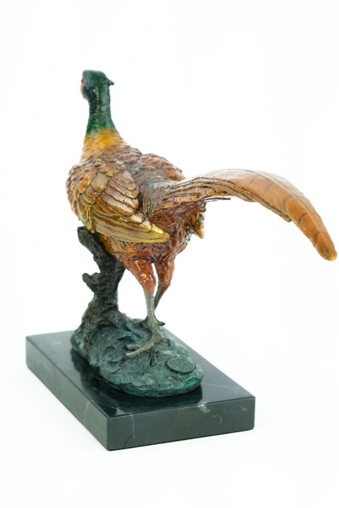 Bronze Pheasant Sculpture Animal Art Figurine Bronze Bird Art Pheasant Statue Hunting Decoration English Grouse Sculpture Animal Figurine