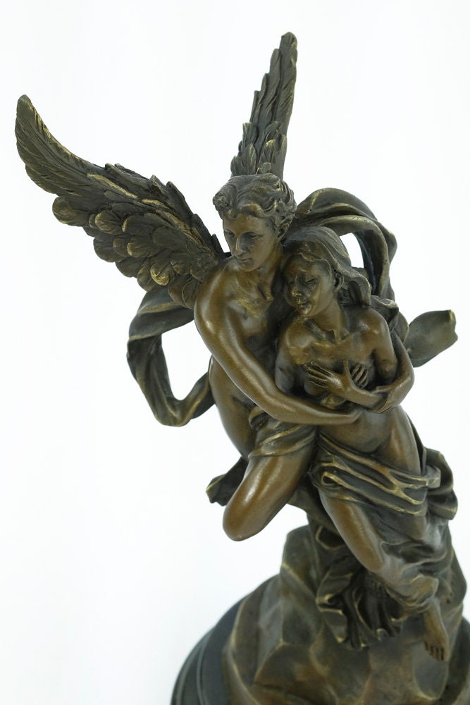 Bronze Cupid and Psyche Statue Bronze Mythology Statue Loving Couple Figurine Bronze Art Statue Amor and Psyche Love Art Gift Love Sculpture