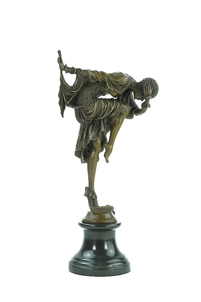 Art Deco Style Bronze Dancer Sculpture Snake Dancer Chiparus Bronze Statue Art Deco Bronze Statue Dancing Female Art Deco Bronze Female
