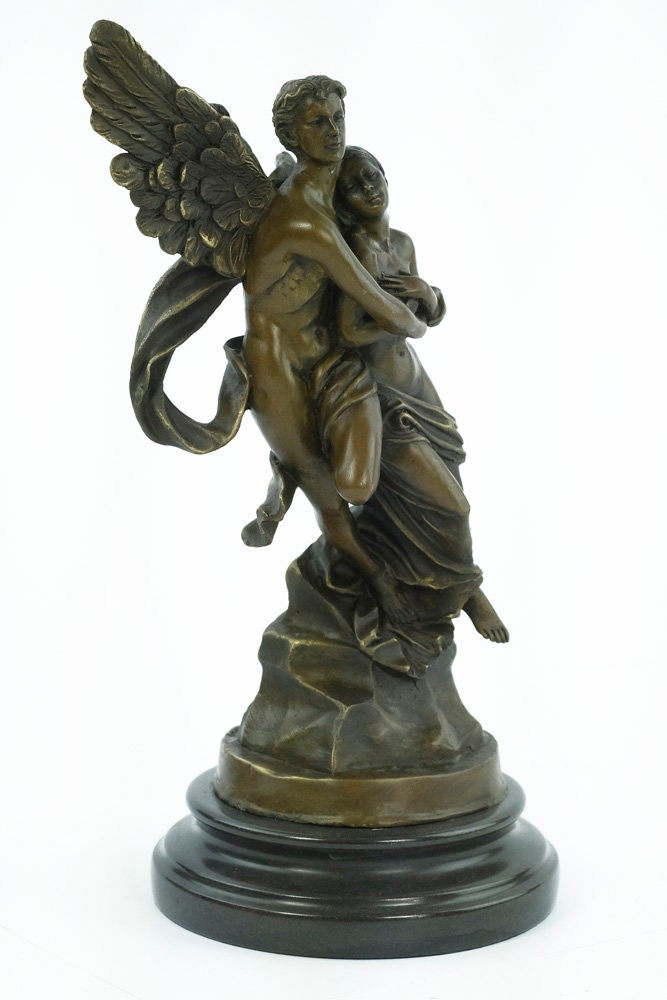 Bronze Cupid and Psyche Statue Bronze Mythology Statue Loving Couple Figurine Bronze Art Statue Amor and Psyche Love Art Gift Love Sculpture