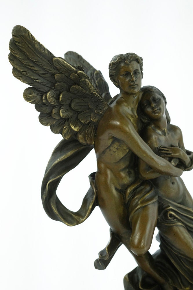 Bronze Cupid and Psyche Statue Bronze Mythology Statue Loving Couple Figurine Bronze Art Statue Amor and Psyche Love Art Gift Love Sculpture