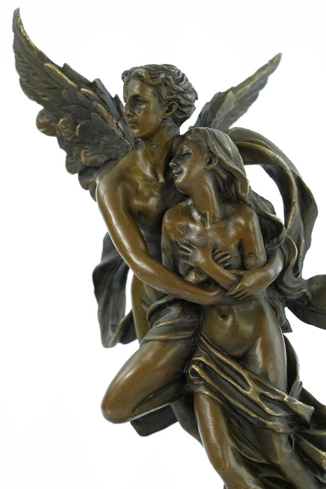 Bronze Cupid and Psyche Statue Bronze Mythology Statue Loving Couple Figurine Bronze Art Statue Amor and Psyche Love Art Gift Love Sculpture