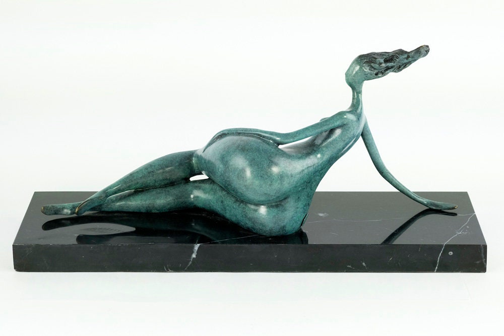 Large Bronze Female Sculpture Relaxing Female Nude Art Figurine Contemporary Bronze Statue Modern Bronze Female Sculpture Female Art