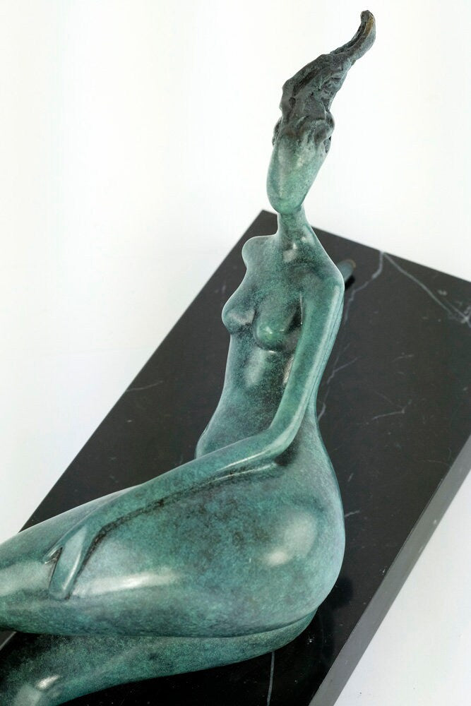 Large Bronze Female Sculpture Relaxing Female Nude Art Figurine Contemporary Bronze Statue Modern Bronze Female Sculpture Female Art