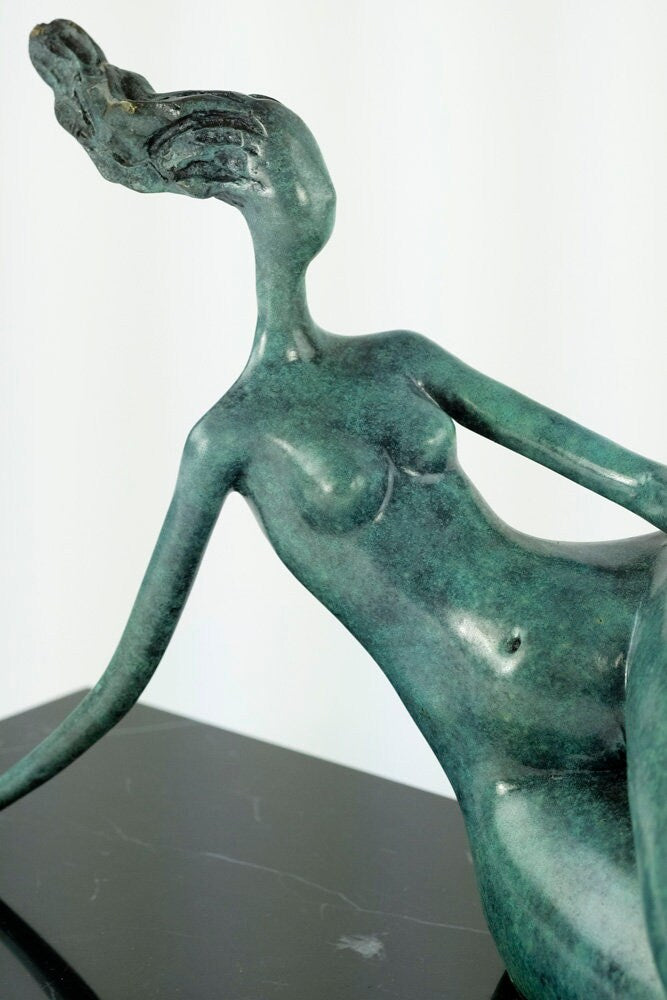 Large Bronze Female Sculpture Relaxing Female Nude Art Figurine Contemporary Bronze Statue Modern Bronze Female Sculpture Female Art