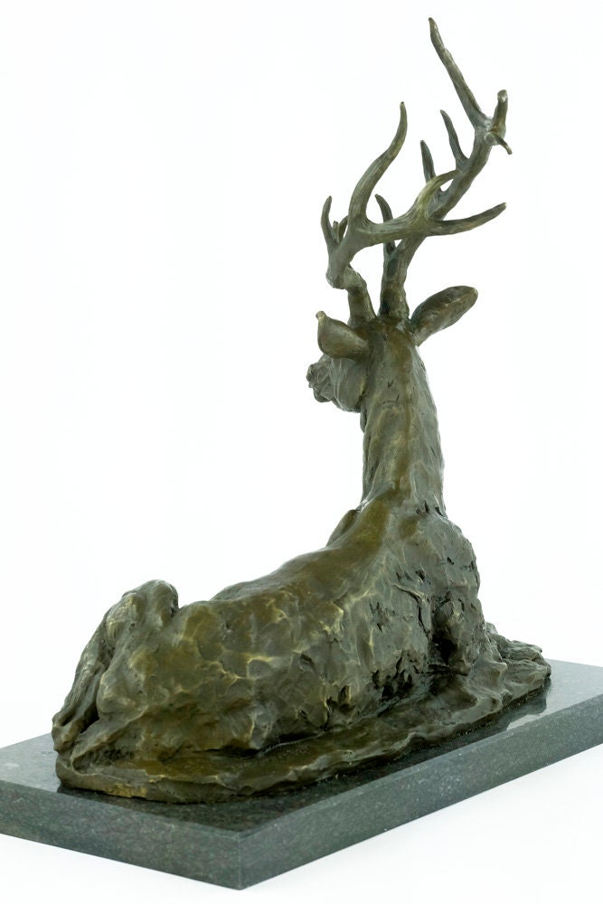 Large Bronze Deer Sculpture Thomas Francois Cartier Bronze Hunting Statue Red Deer Sculpture Lying Deer Sculpture Animal Art Figurine Hunt