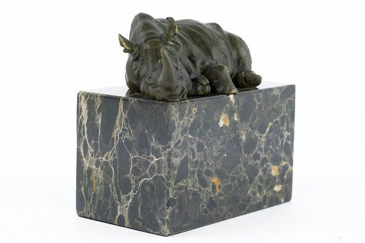 Bronze Rhino Sculpture Animal Art Figurine Lying Rhino Statue Bronze Wildlife Sculpture Rhinoceros Sculpture Rhino Decoration Rhino Art