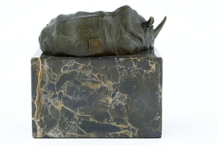 Bronze Rhino Sculpture Animal Art Figurine Lying Rhino Statue Bronze Wildlife Sculpture Rhinoceros Sculpture Rhino Decoration Rhino Art