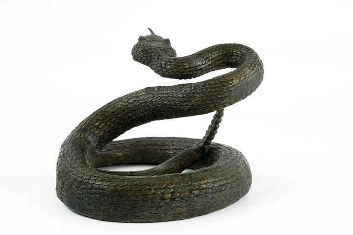 Bronze Rattlesnake Sculpture Animal Art Figurine Bronze Snake Statue Rattlesnake in Bronze Snake Decoration Snake Art Bronze Wildlife Art