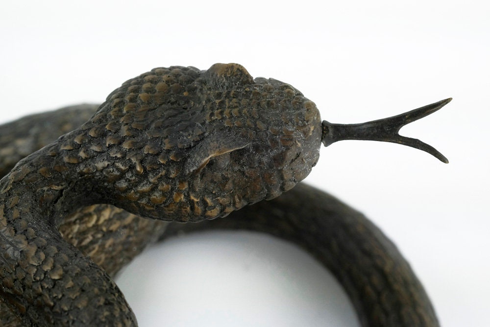 Bronze Rattlesnake Sculpture Animal Art Figurine Bronze Snake Statue Rattlesnake in Bronze Snake Decoration Snake Art Bronze Wildlife Art