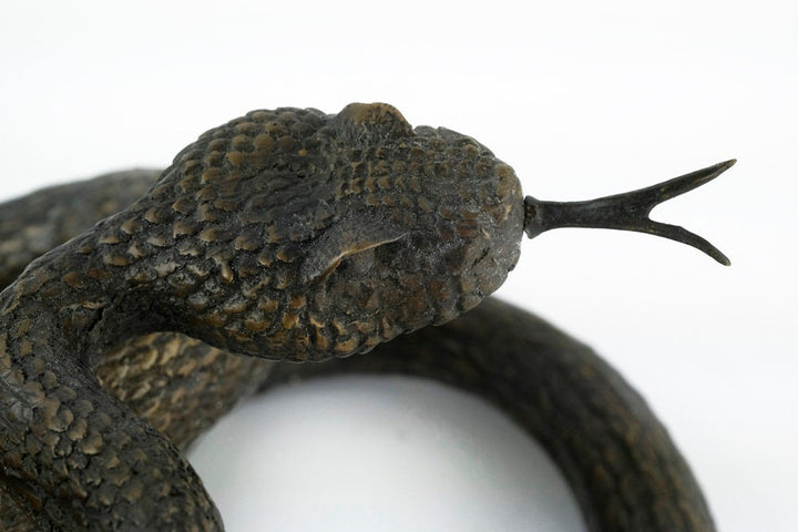 Bronze Rattlesnake Sculpture Animal Art Figurine Bronze Snake Statue Rattlesnake in Bronze Snake Decoration Snake Art Bronze Wildlife Art