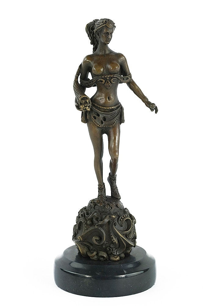 Bronze Amazon Sculpture Female Amazon Warrior Statue Bronze Female Warrior Statue Standing Female Sculpture Bronze Mythology Sculpture