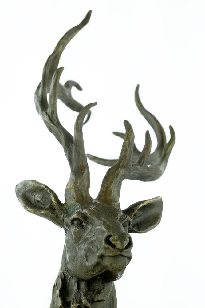 Large Bronze Deer Sculpture Thomas Francois Cartier Bronze Hunting Statue Red Deer Sculpture Lying Deer Sculpture Animal Art Figurine Hunt