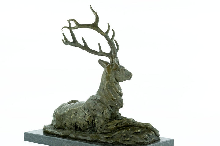 Large Bronze Deer Sculpture Thomas Francois Cartier Bronze Hunting Statue Red Deer Sculpture Lying Deer Sculpture Animal Art Figurine Hunt
