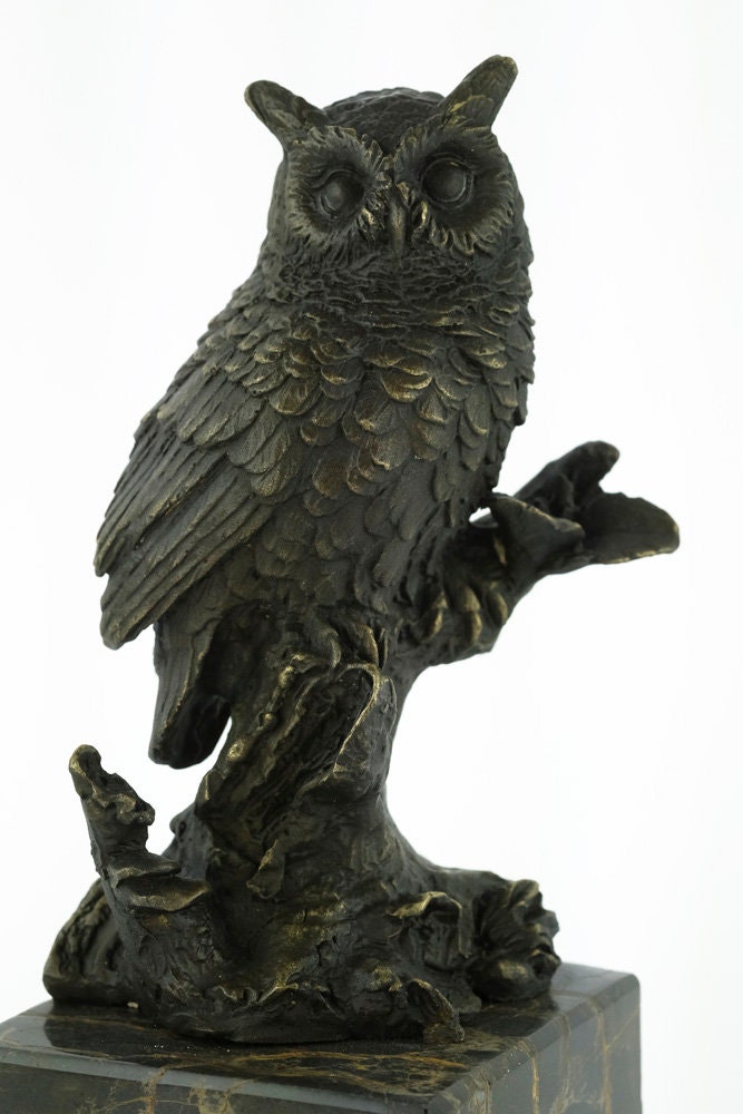 Bronze Owl Sculpture Animal Art Figurine Owl on Branch Bronze Owl Statue Owl Lovers Gift Owl Decoration Owl Art Object Bronze Owl Figurine