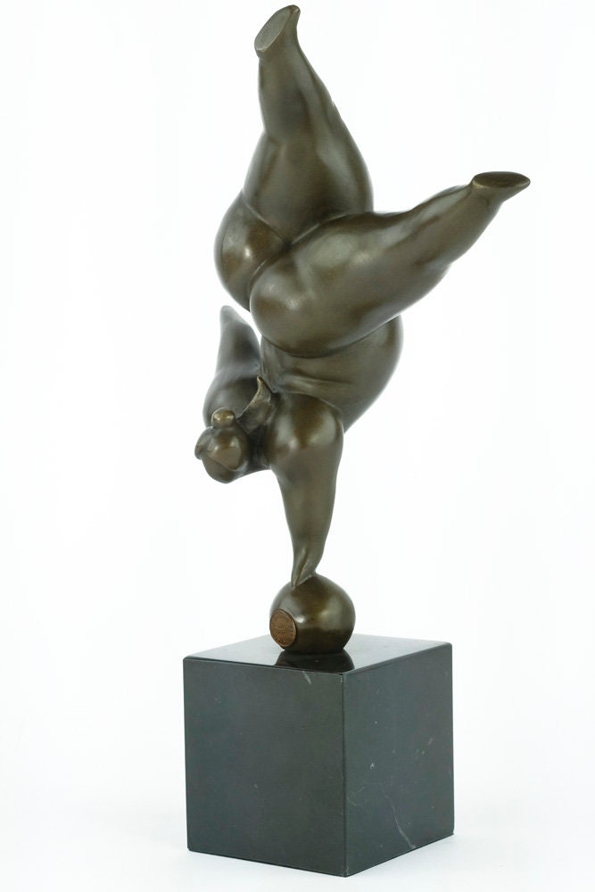 Bronze Voluptuous Female in Handstand Sculpture Modern Bronze Female Sculpture Female Nude Art Figurine Contemporary Bronze Sculpture Milo