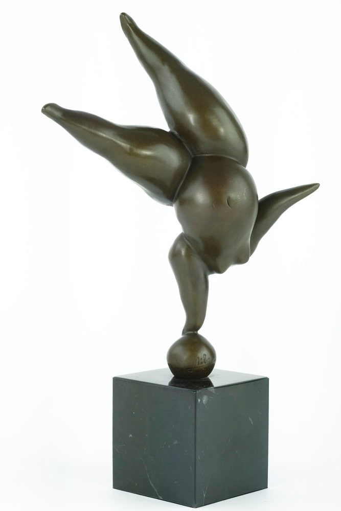 Bronze Voluptuous Female in Handstand Sculpture Modern Bronze Female Sculpture Female Nude Art Figurine Contemporary Bronze Sculpture Milo