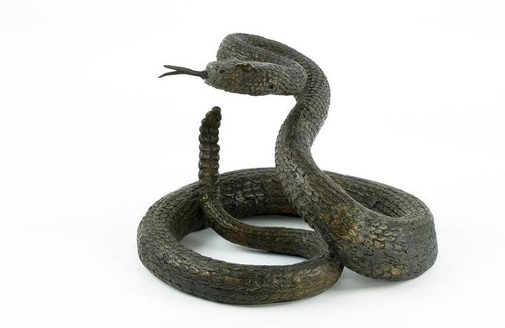 Bronze Rattlesnake Sculpture Animal Art Figurine Bronze Snake Statue Rattlesnake in Bronze Snake Decoration Snake Art Bronze Wildlife Art