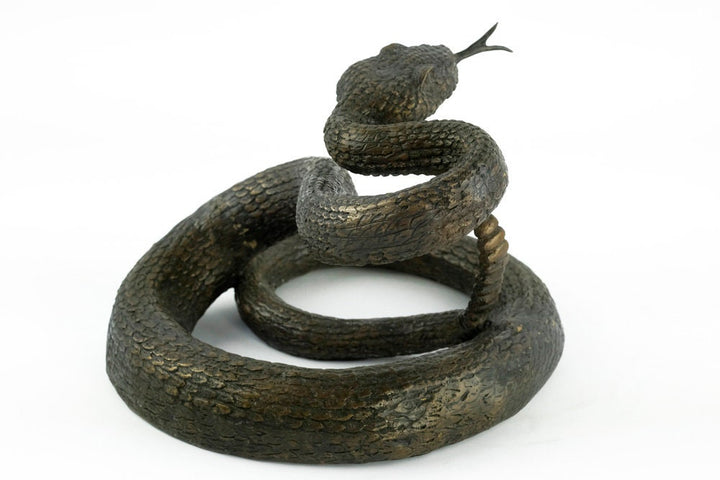Bronze Rattlesnake Sculpture Animal Art Figurine Bronze Snake Statue Rattlesnake in Bronze Snake Decoration Snake Art Bronze Wildlife Art