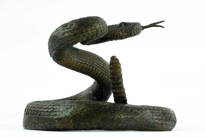 Bronze Rattlesnake Sculpture Animal Art Figurine Bronze Snake Statue Rattlesnake in Bronze Snake Decoration Snake Art Bronze Wildlife Art