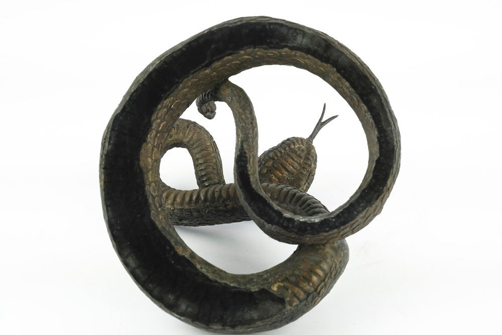 Bronze Rattlesnake Sculpture Animal Art Figurine Bronze Snake Statue Rattlesnake in Bronze Snake Decoration Snake Art Bronze Wildlife Art