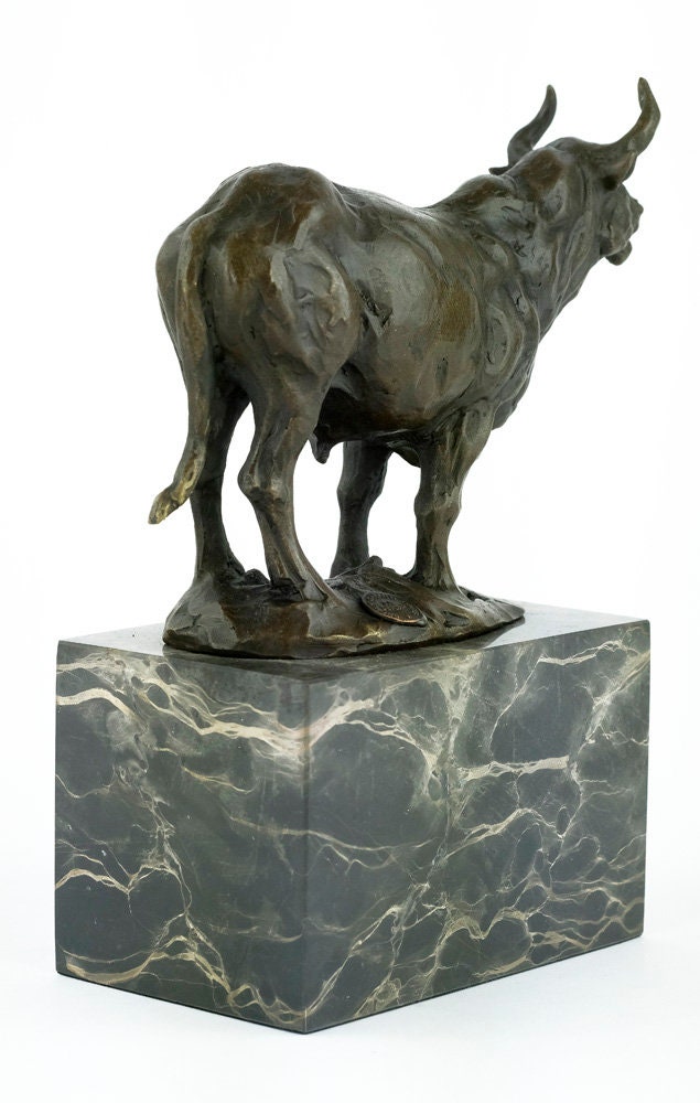 Bronze Bull Sculpture Standing Bull Statue Animal Art Figurine Bull Decoration Bull Horns Bronze Bull Figurine Animal Bronzes Milo Art