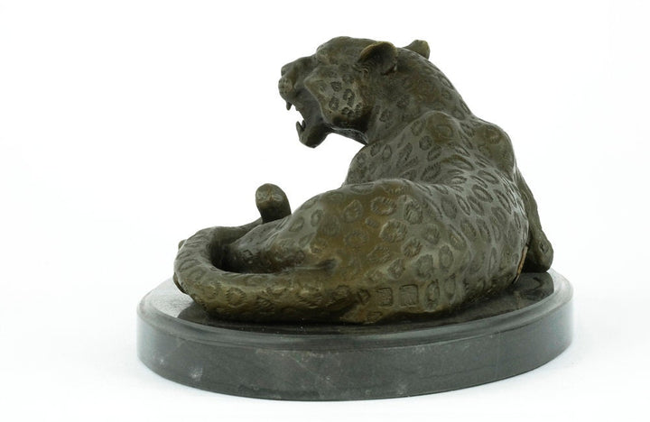 Bronze Leopard Sculpture Animal Art Statue Growling Leopard Statue Hunting Decoration Bronze Wildlife Sculpture Animal Sculpture Leopard Art