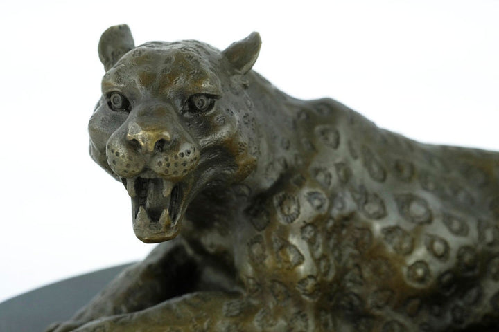 Bronze Leopard Sculpture Animal Art Statue Growling Leopard Statue Hunting Decoration Bronze Wildlife Sculpture Animal Sculpture Leopard Art