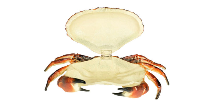 Vintage Cast Iron Crab Box Crab Figurine Animal Statue Vide Poche Crab Art Collectable