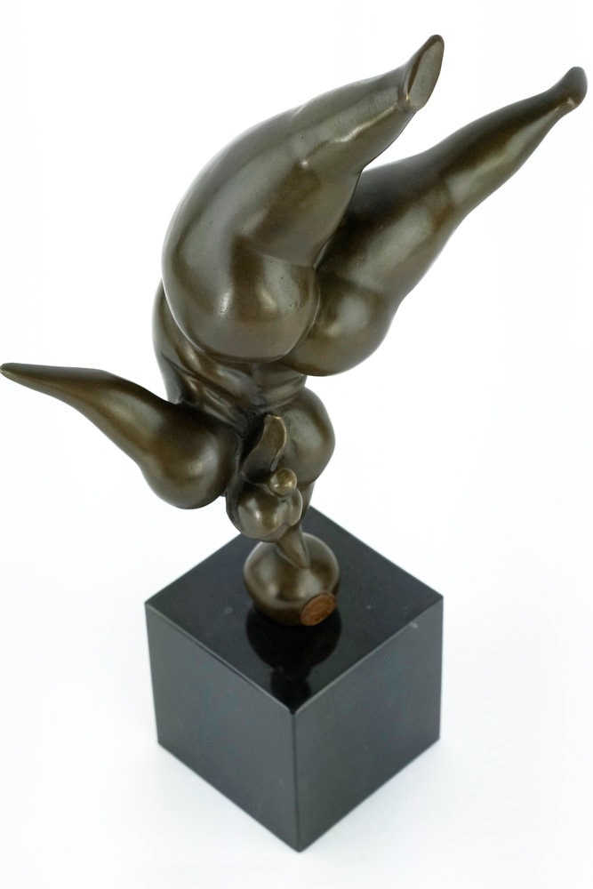 Bronze Voluptuous Female in Handstand Sculpture Modern Bronze Female Sculpture Female Nude Art Figurine Contemporary Bronze Sculpture Milo