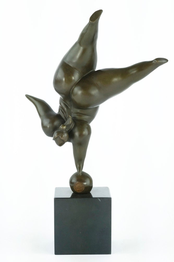 Bronze Voluptuous Female in Handstand Sculpture Modern Bronze Female Sculpture Female Nude Art Figurine Contemporary Bronze Sculpture Milo