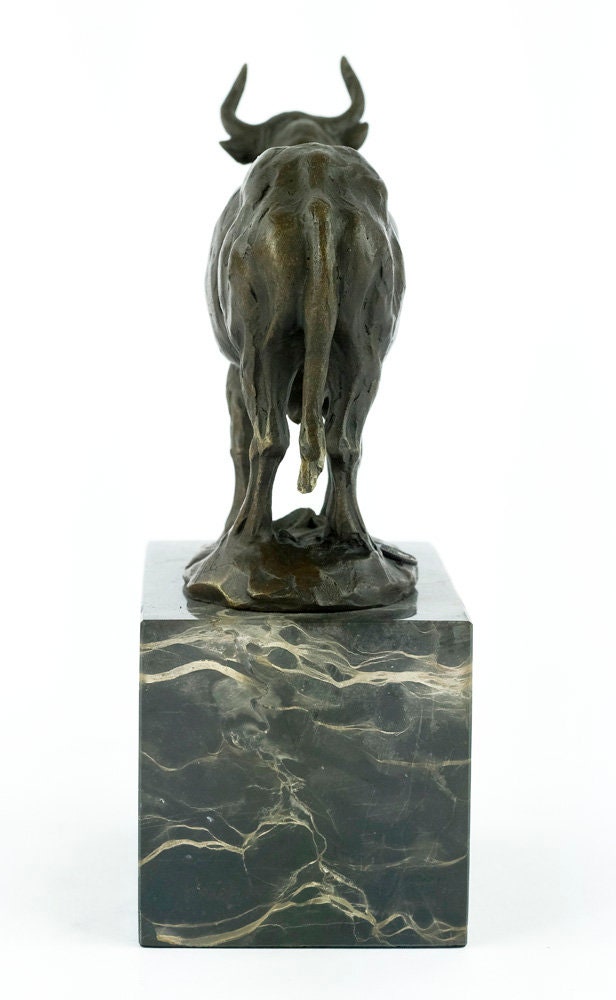 Bronze Bull Sculpture Standing Bull Statue Animal Art Figurine Bull Decoration Bull Horns Bronze Bull Figurine Animal Bronzes Milo Art