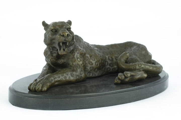 Bronze Leopard Sculpture Animal Art Statue Growling Leopard Statue Hunting Decoration Bronze Wildlife Sculpture Animal Sculpture Leopard Art