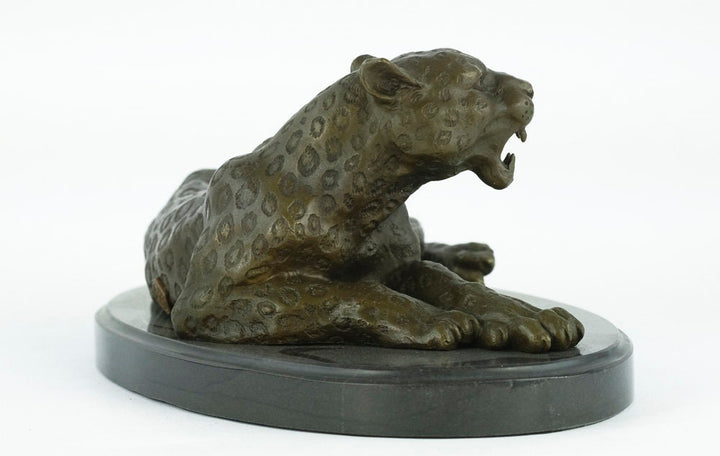 Bronze Leopard Sculpture Animal Art Statue Growling Leopard Statue Hunting Decoration Bronze Wildlife Sculpture Animal Sculpture Leopard Art