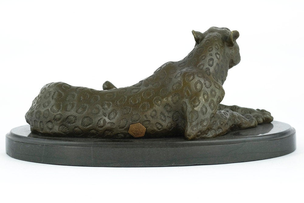 Bronze Leopard Sculpture Animal Art Statue Growling Leopard Statue Hunting Decoration Bronze Wildlife Sculpture Animal Sculpture Leopard Art