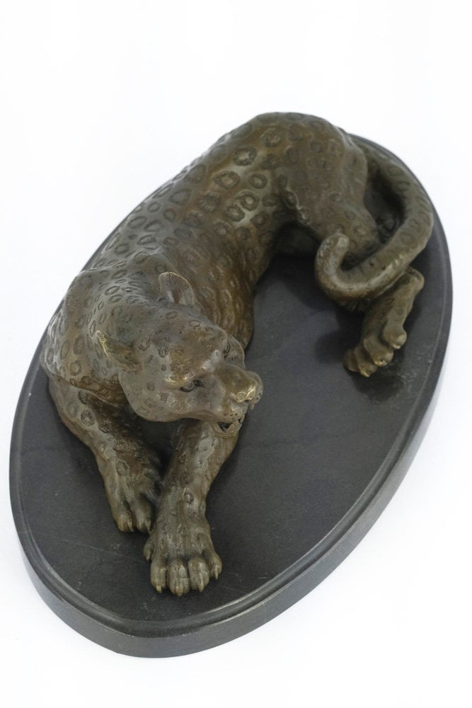 Bronze Leopard Sculpture Animal Art Statue Growling Leopard Statue Hunting Decoration Bronze Wildlife Sculpture Animal Sculpture Leopard Art