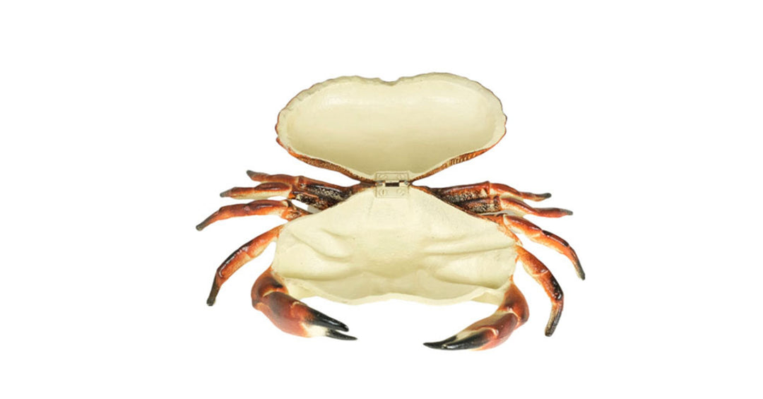 Vintage Cast Iron Crab Box Crab Figurine Animal Statue Vide Poche Crab Art Collectable