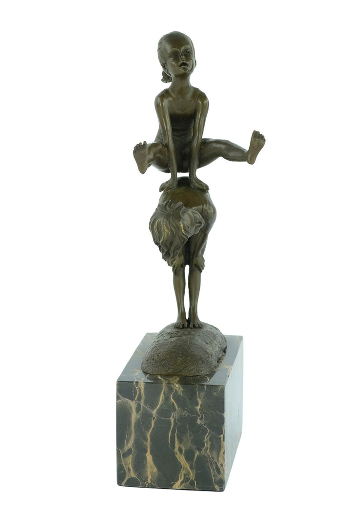 Bronze Sculpture of Children Playing Leapfrog Bronze Child Figurine Bronze Playing Children Sculpture Boy and Girl Statue Bronze Bronze Art